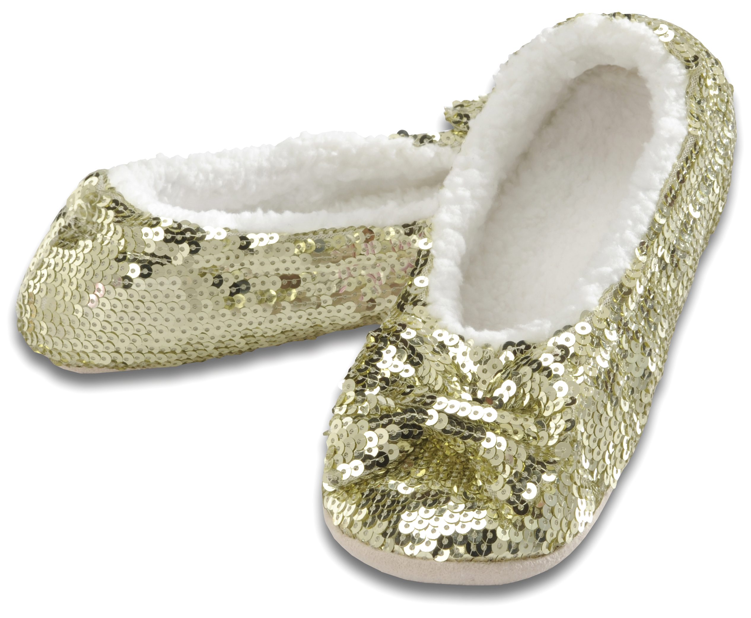 gold sequin slippers